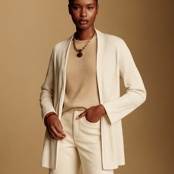 J. McLaughlin Sweaters - J. McLaughlin Cream Ella Open Front Cardigan 100% Cashmere